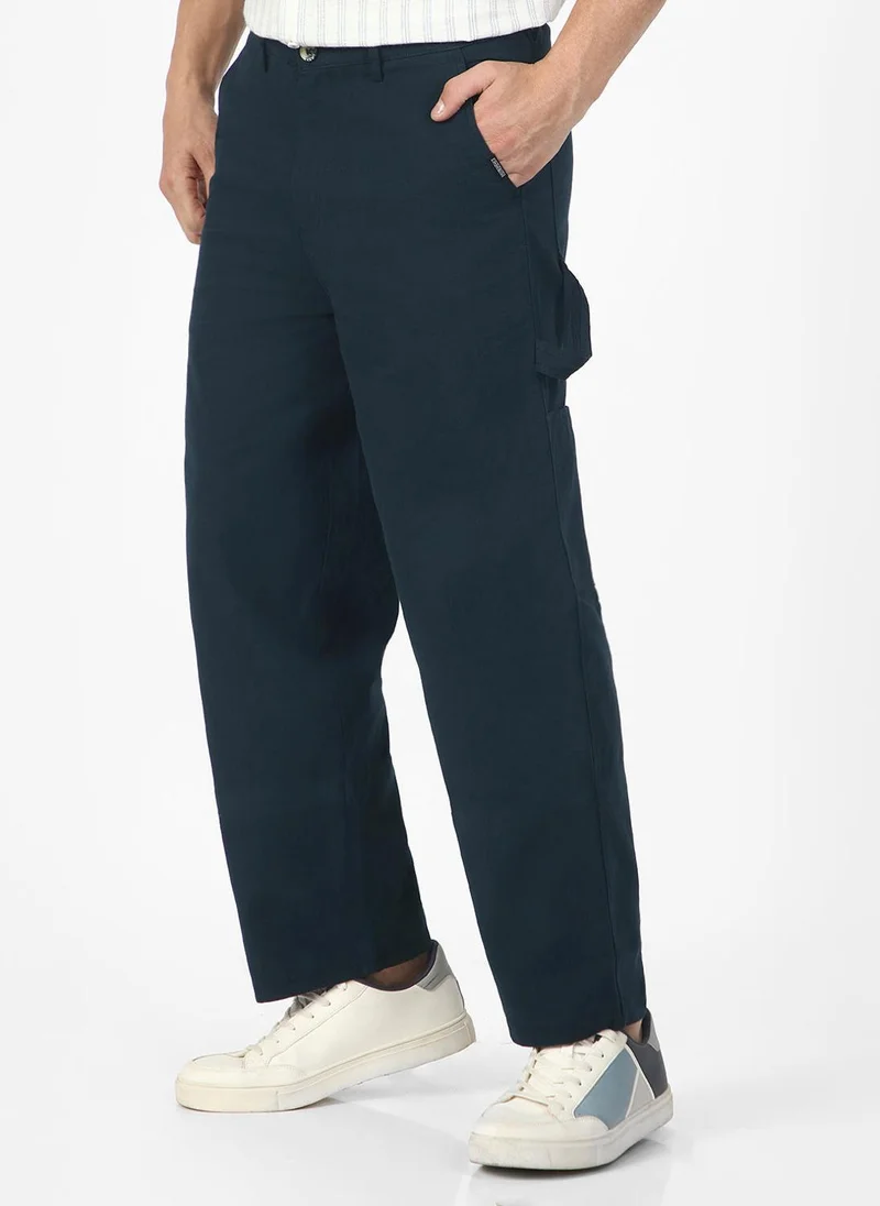 Urbano Fashion  Urbano Fashion Men's Navy Loose Baggy Fit Solid Carpenter Trouser Pant with 5 Pockets Non-Stretchable for Men | Best Price UAE